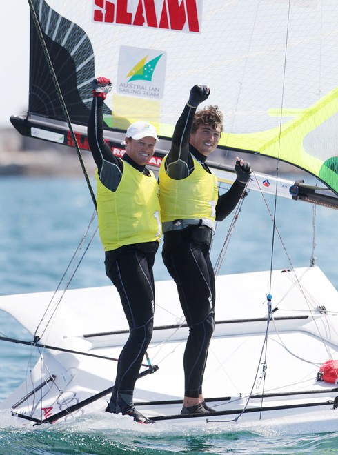 Nathan Outteridge/Iain Jenson (AUS) win gold - 49er class 2011  - Skandia Sail for Gold 2012 © onEdition http://www.onEdition.com